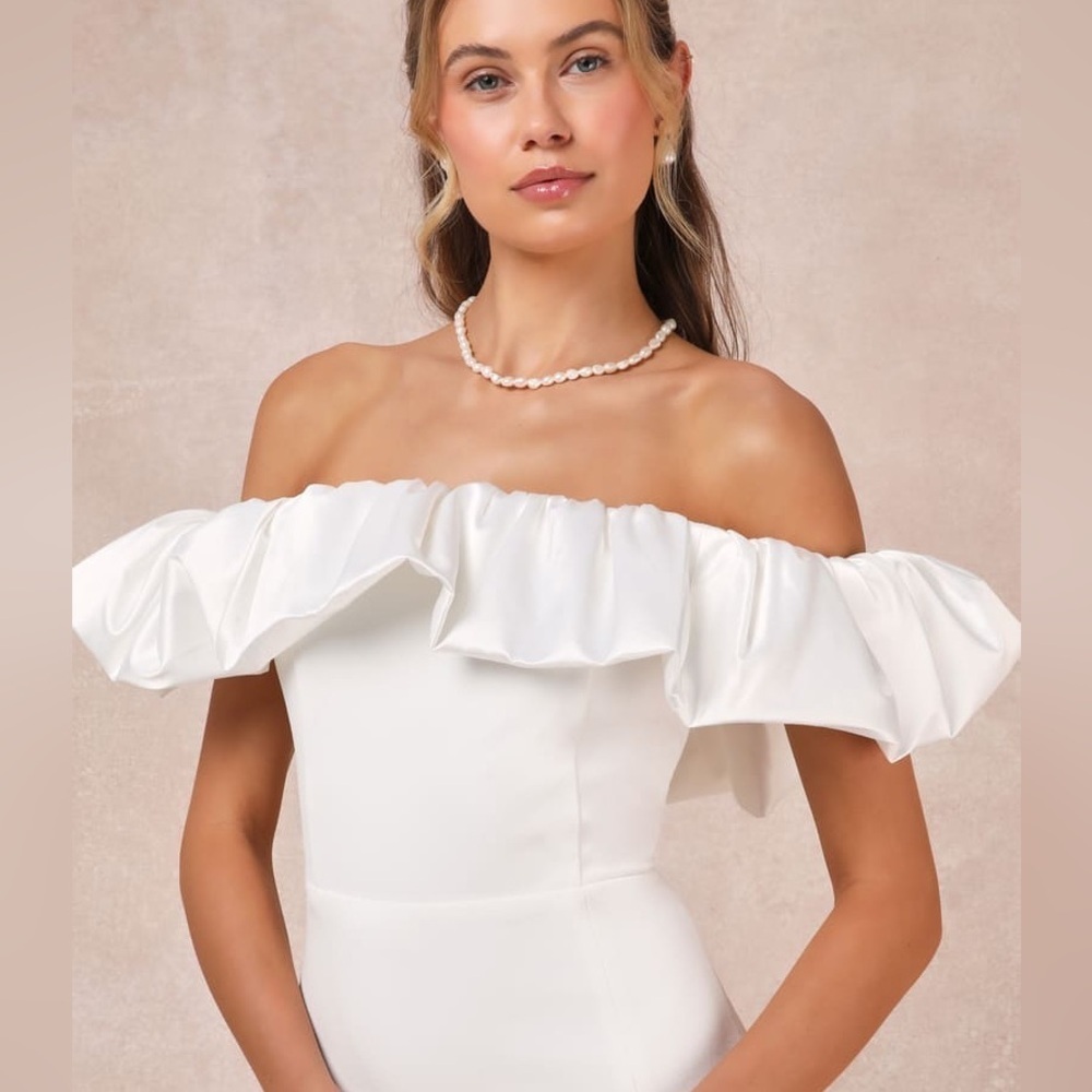 Sincerely Passionate White Ruffled Off-the-Shoulder Maxi Dress - Picture 3 of 4